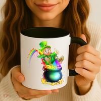 Rainbow Leprechaun Sliding Into A Pot Of  Gold Coffee Mug thumb 3