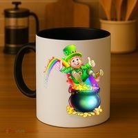 Rainbow Leprechaun Sliding Into A Pot Of  Gold Coffee Mug thumb 4