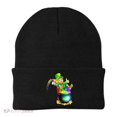 Rainbow Leprechaun Sliding Into A Pot Of  Gold Beanie