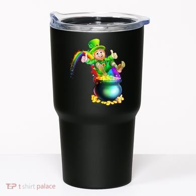 Rainbow Leprechaun Sliding Into A Pot Of  Gold Tumbler