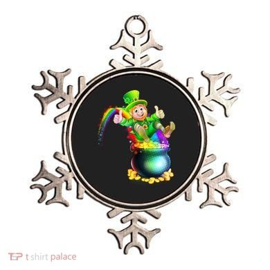 Rainbow Leprechaun Sliding Into A Pot Of  Gold Ornament