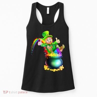 Rainbow Leprechaun Sliding Into A Pot Of  Gold Women's Tank Top