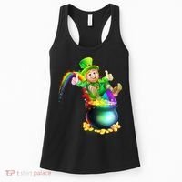 Rainbow Leprechaun Sliding Into A Pot Of  Gold Women's Tank Top thumb 0