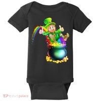 Rainbow Leprechaun Sliding Into A Pot Of  Gold Baby Bodysuit thumb 0