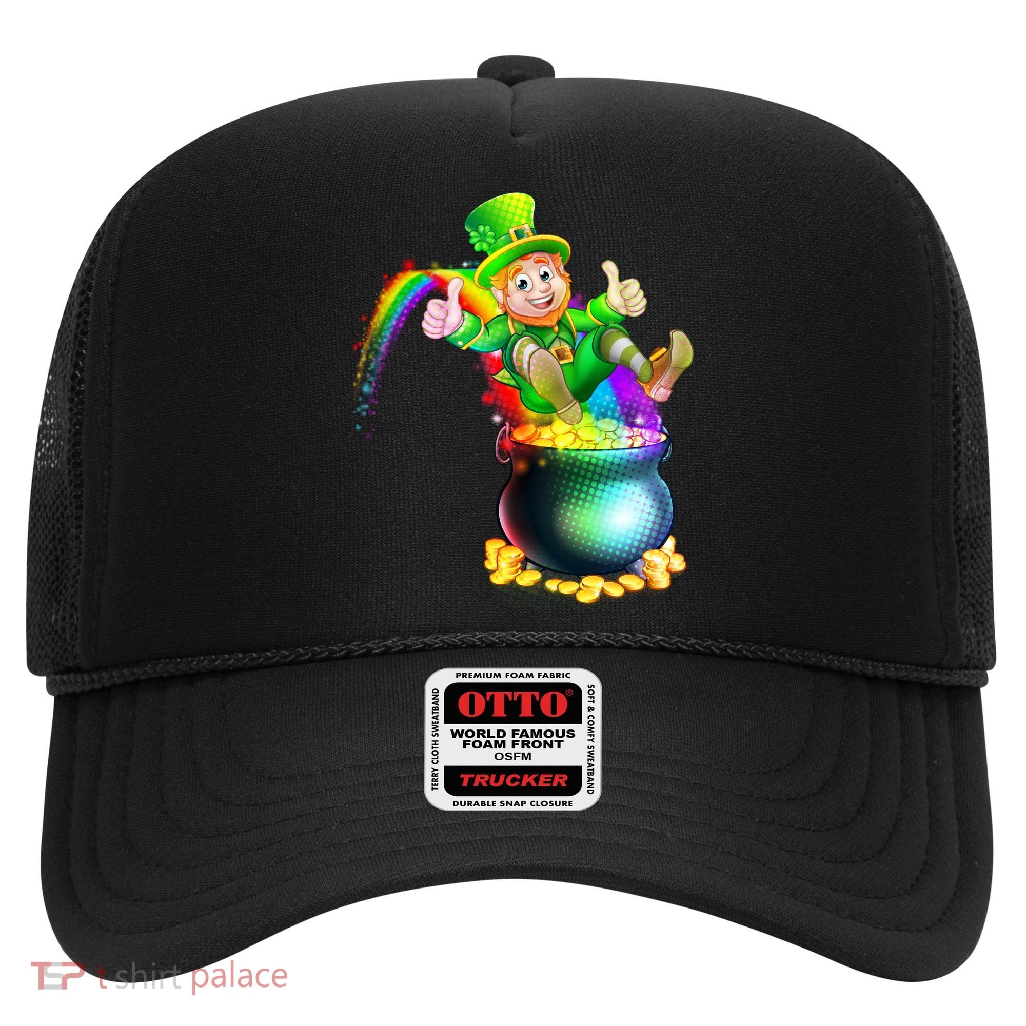 Rainbow Leprechaun Sliding Into A Pot Of  Gold Hat