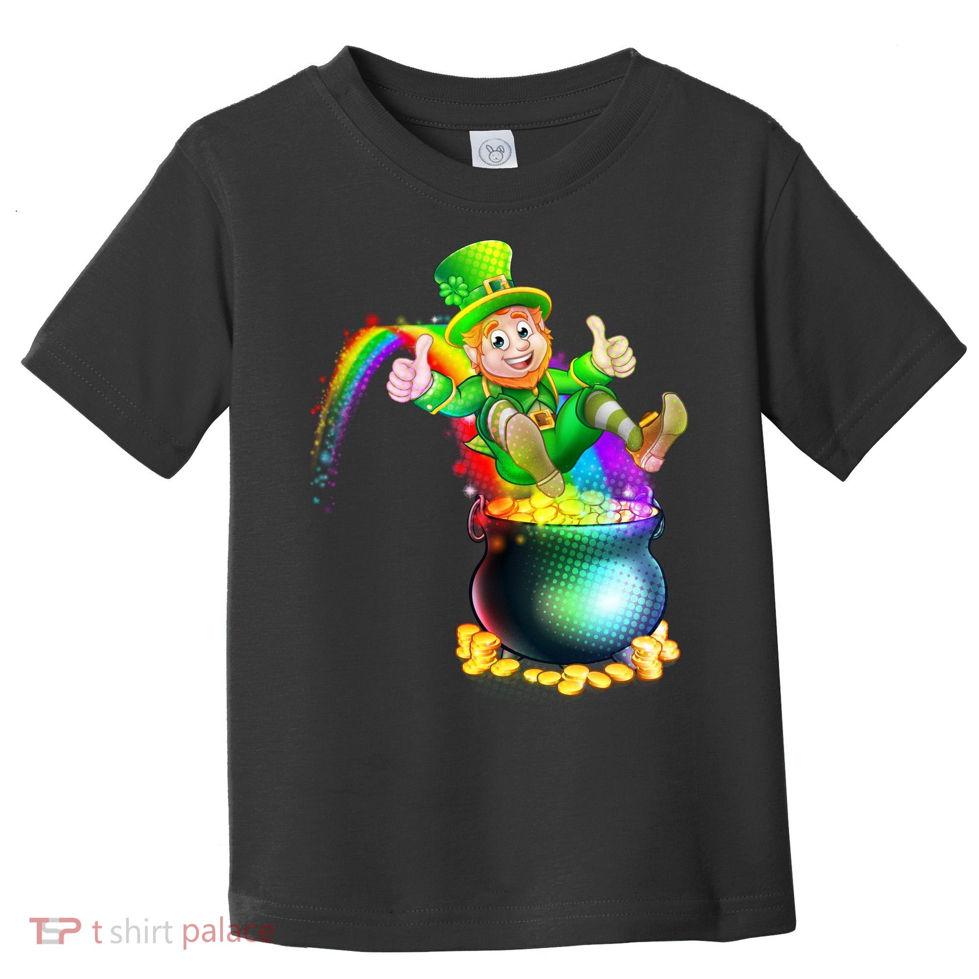 Rainbow Leprechaun Sliding Into A Pot Of  Gold Toddler T-Shirt
