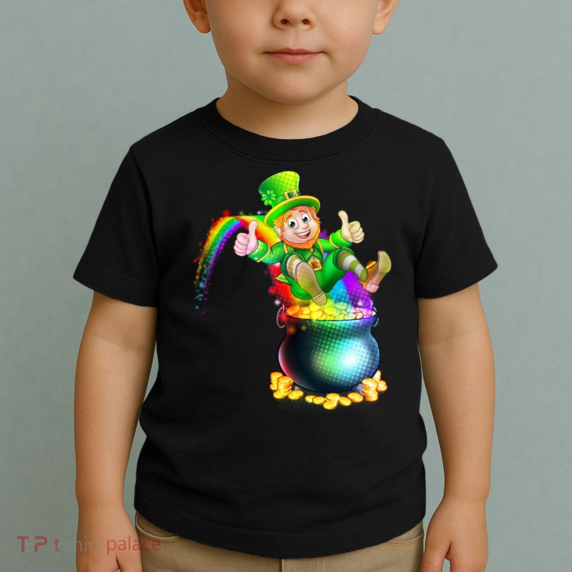 Rainbow Leprechaun Sliding Into A Pot Of  Gold Toddler T-Shirt