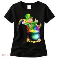 Rainbow Leprechaun Sliding Into A Pot Of  Gold Women's T-Shirt thumb 0