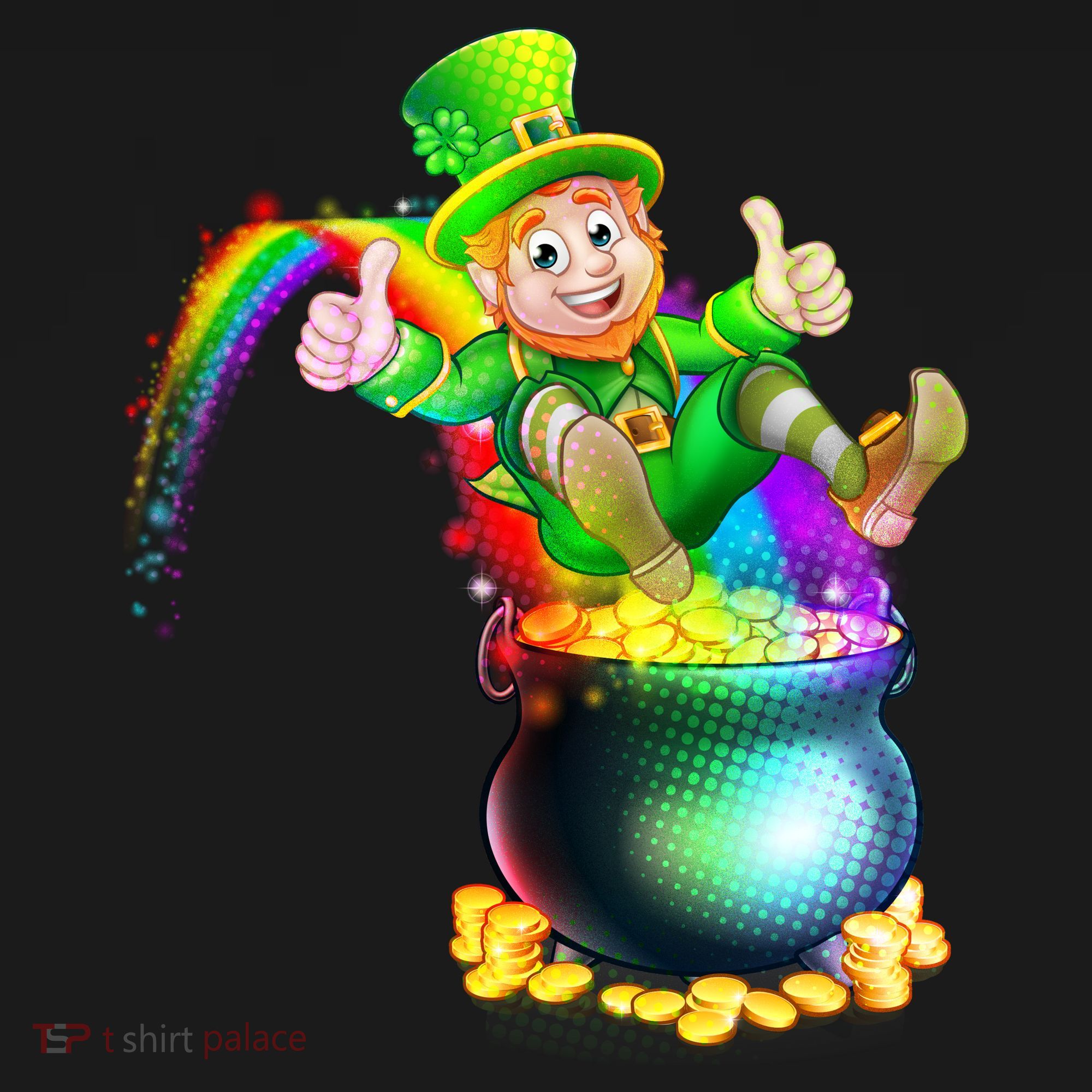 Rainbow Leprechaun Sliding Into A Pot Of  Gold Women's T-Shirt