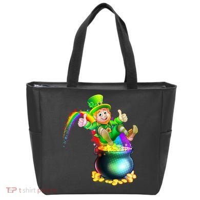 Rainbow Leprechaun Sliding Into A Pot Of  Gold Tote Bag