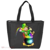 Rainbow Leprechaun Sliding Into A Pot Of  Gold Tote Bag thumb 0
