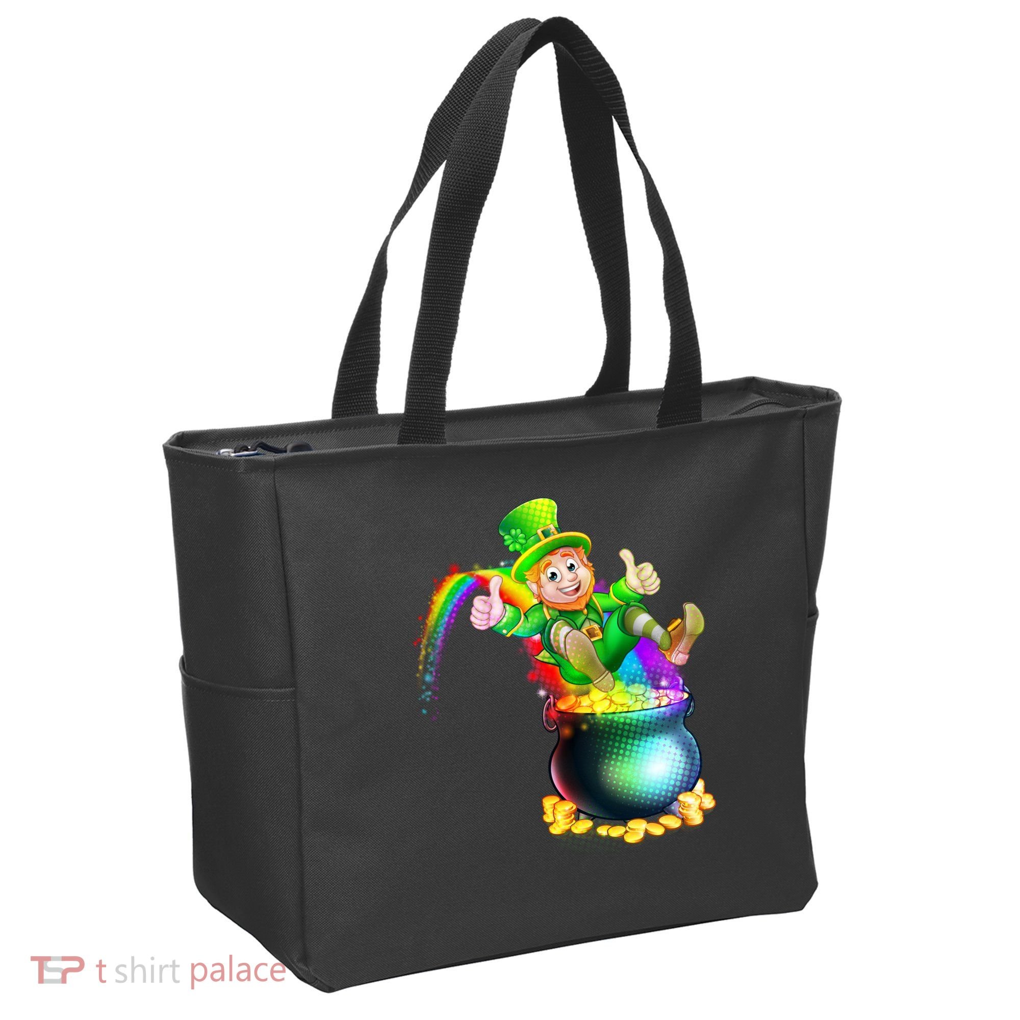 Rainbow Leprechaun Sliding Into A Pot Of  Gold Tote Bag