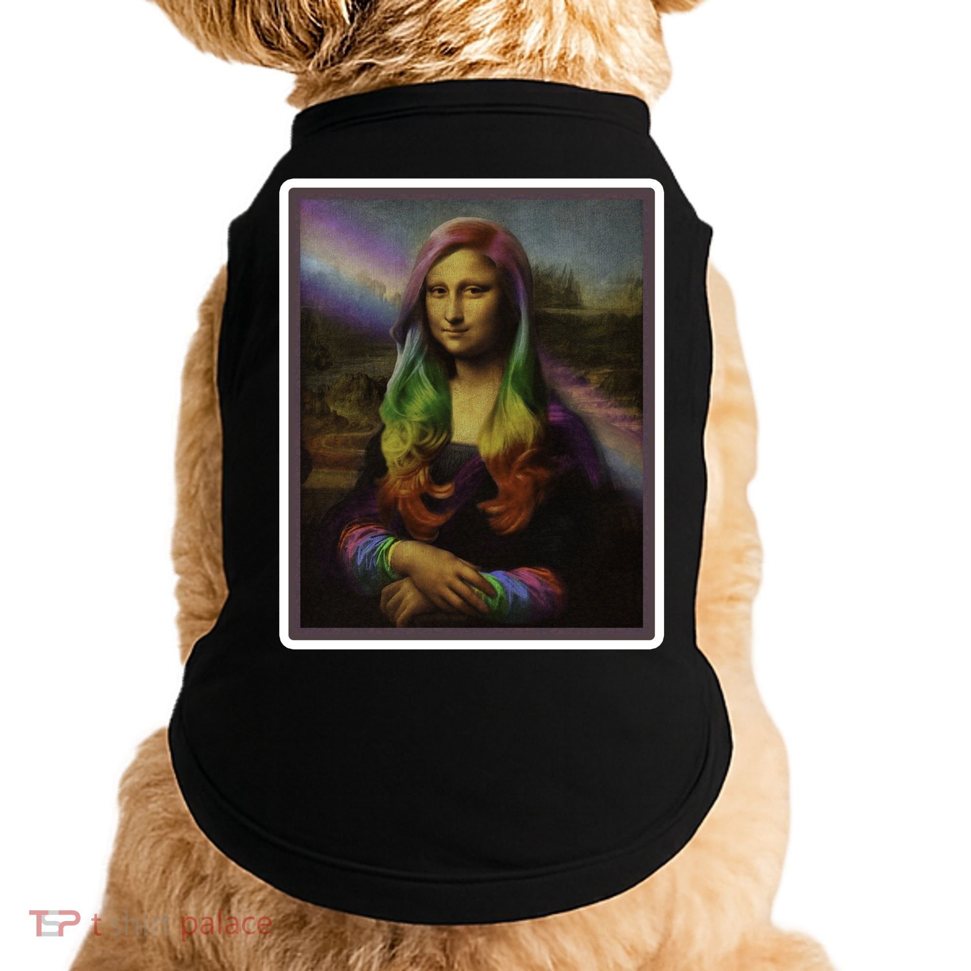 Rainbow Mona Lisa Art Painting Doggie Tank