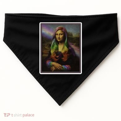 Rainbow Mona Lisa Art Painting USA-Made Doggie Bandana