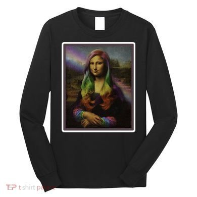 Rainbow Mona Lisa Art Painting Long Sleeve Shirt