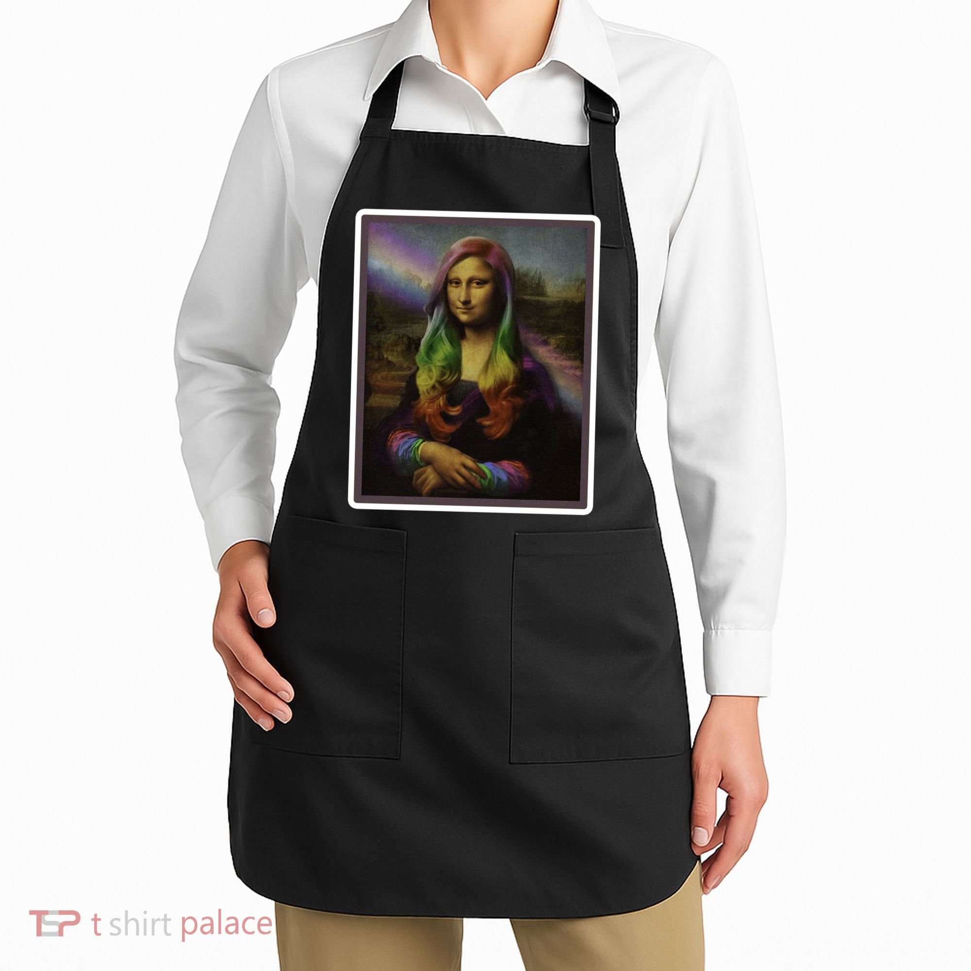 Rainbow Mona Lisa Art Painting Apron