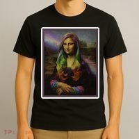 Rainbow Mona Lisa Art Painting T-Shirt thumb 3