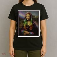 Rainbow Mona Lisa Art Painting T-Shirt thumb 4