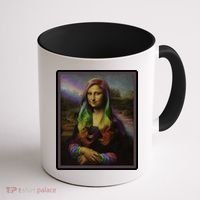 Rainbow Mona Lisa Art Painting Coffee Mug thumb 1