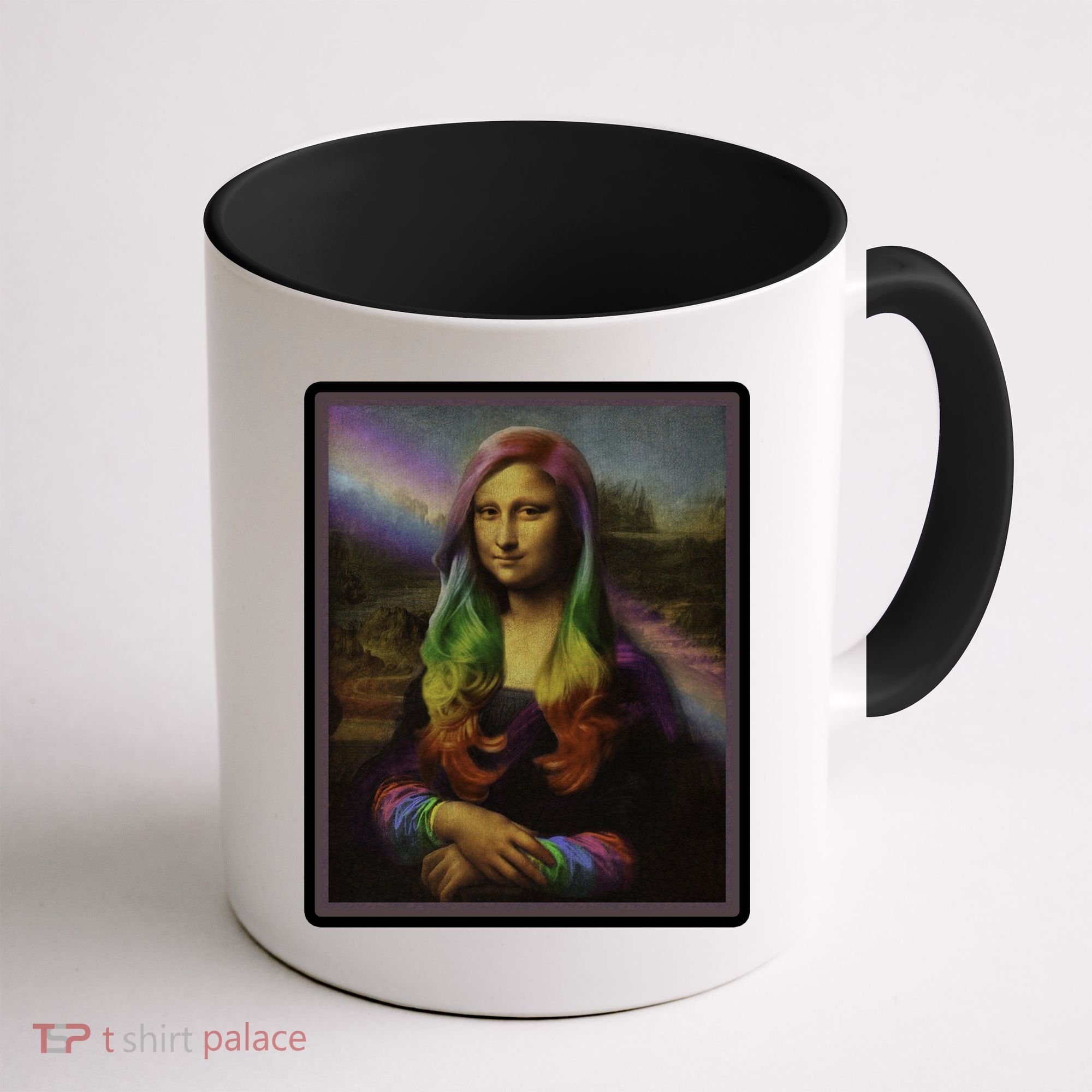 Rainbow Mona Lisa Art Painting Coffee Mug