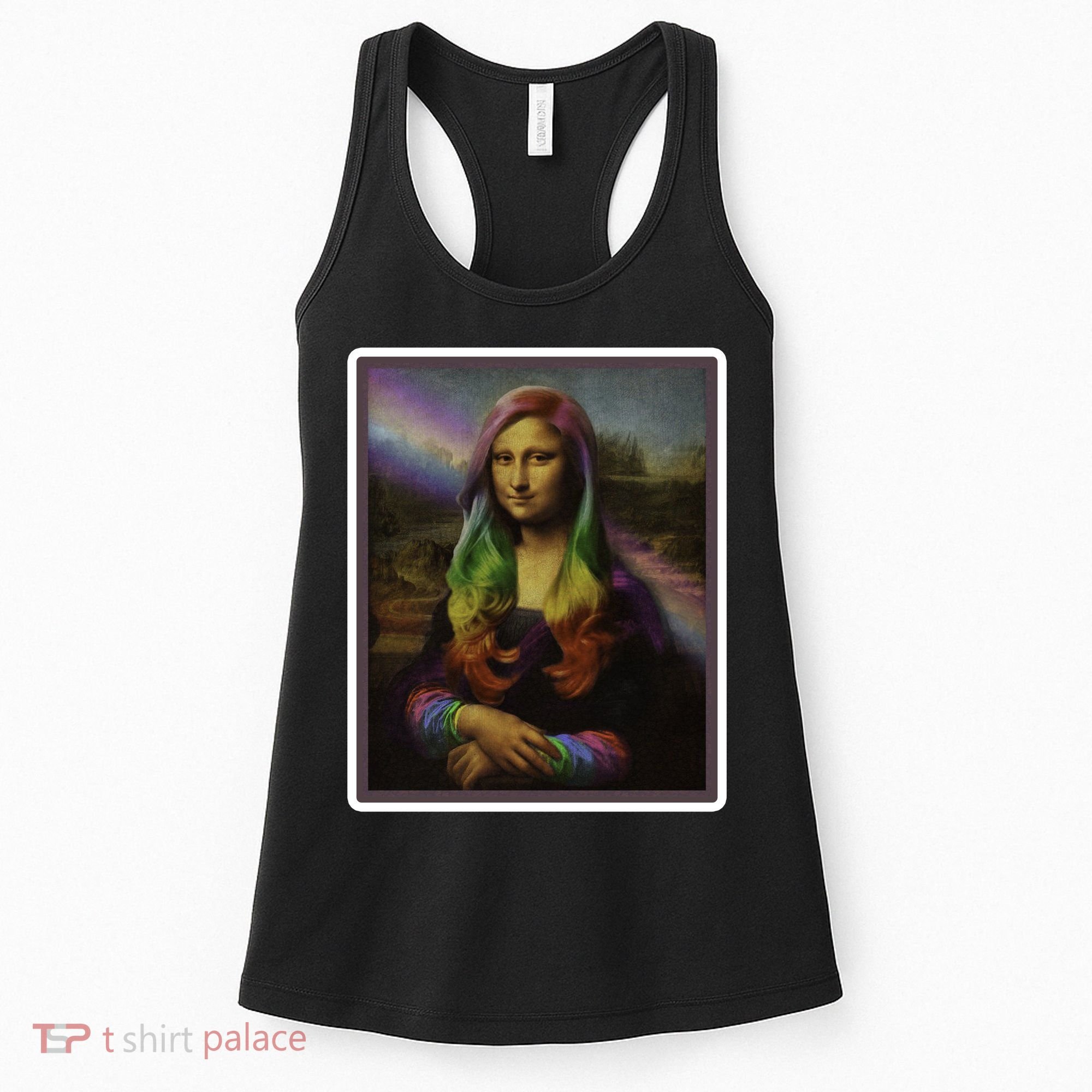 Rainbow Mona Lisa Art Painting Women's Tank Top