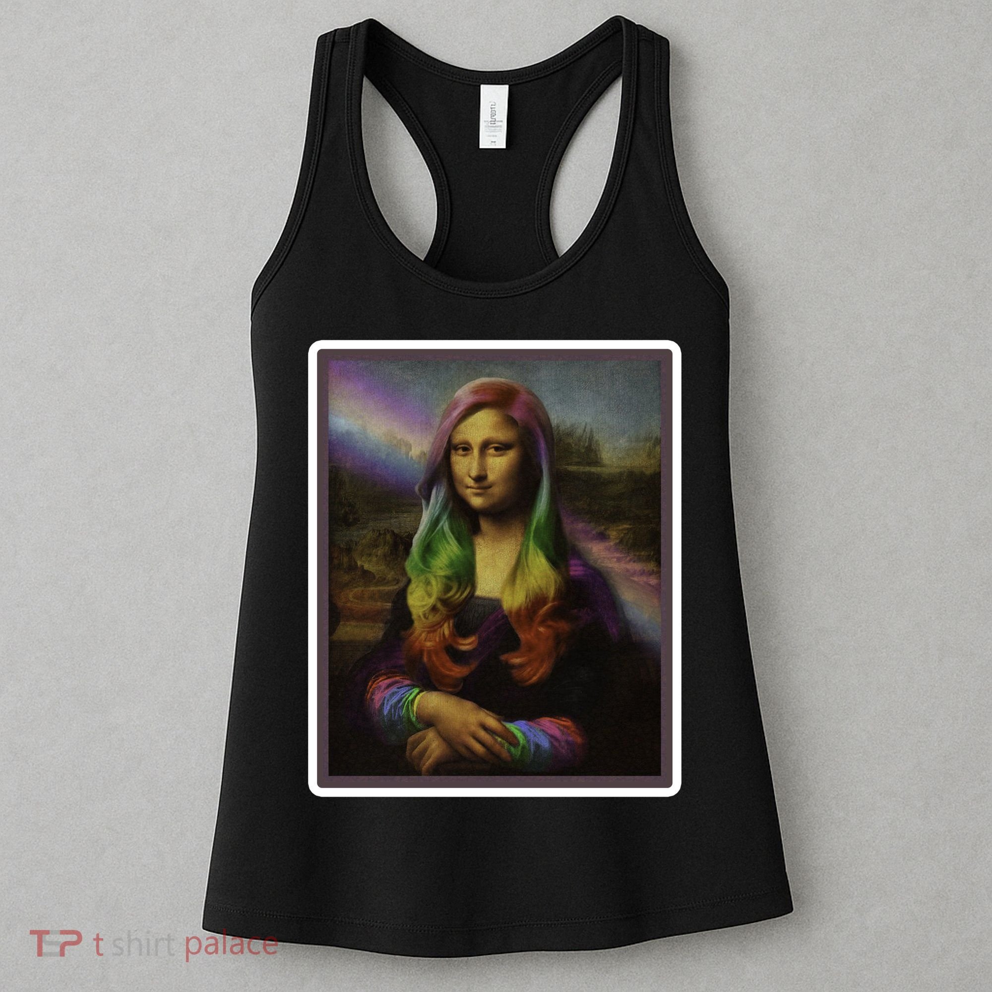 Rainbow Mona Lisa Art Painting Women's Tank Top