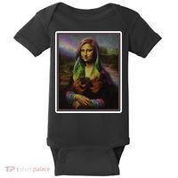 Rainbow Mona Lisa Art Painting Baby Bodysuit thumb 0