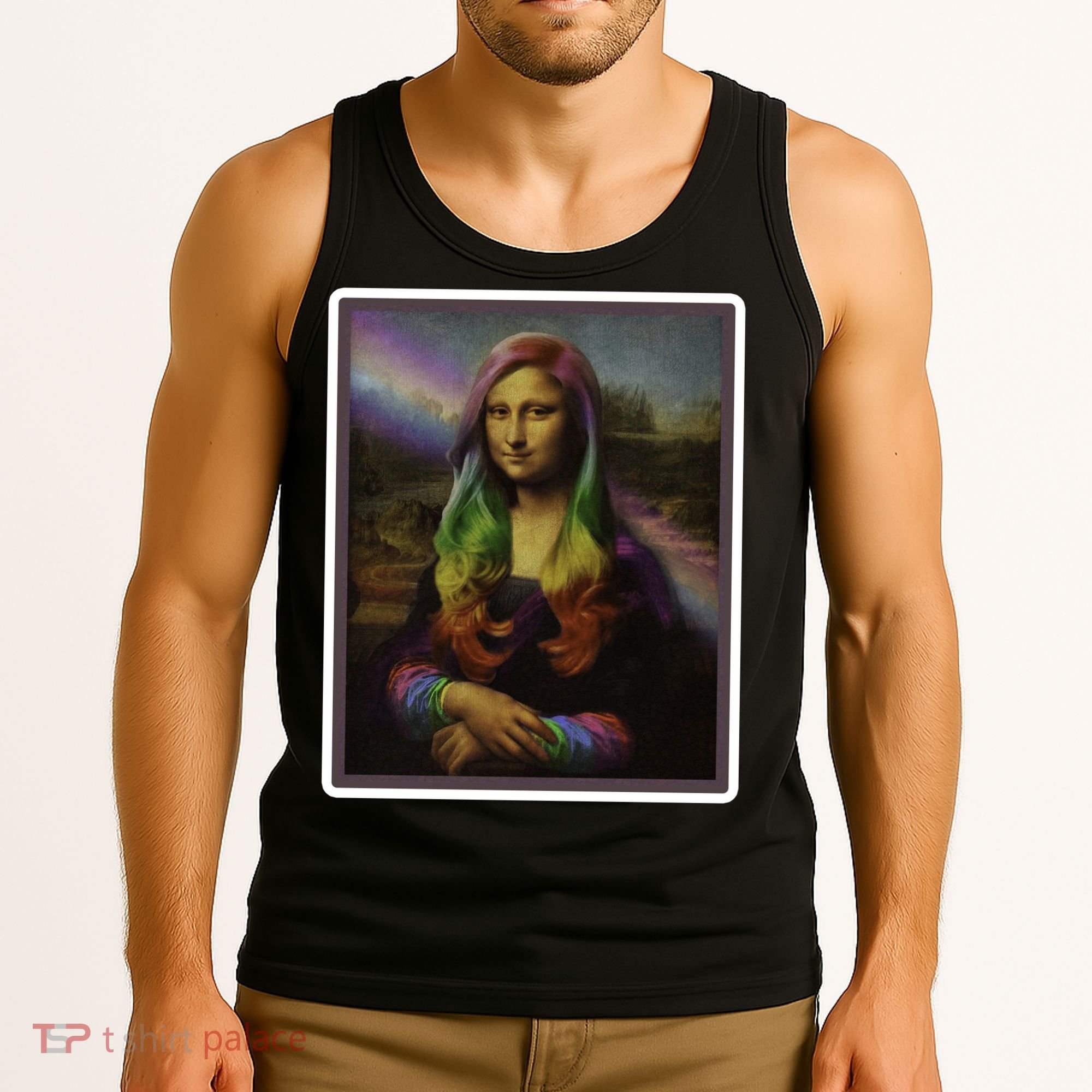 Rainbow Mona Lisa Art Painting Tank Top