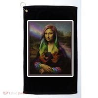Rainbow Mona Lisa Art Painting Golf Towel thumb 0