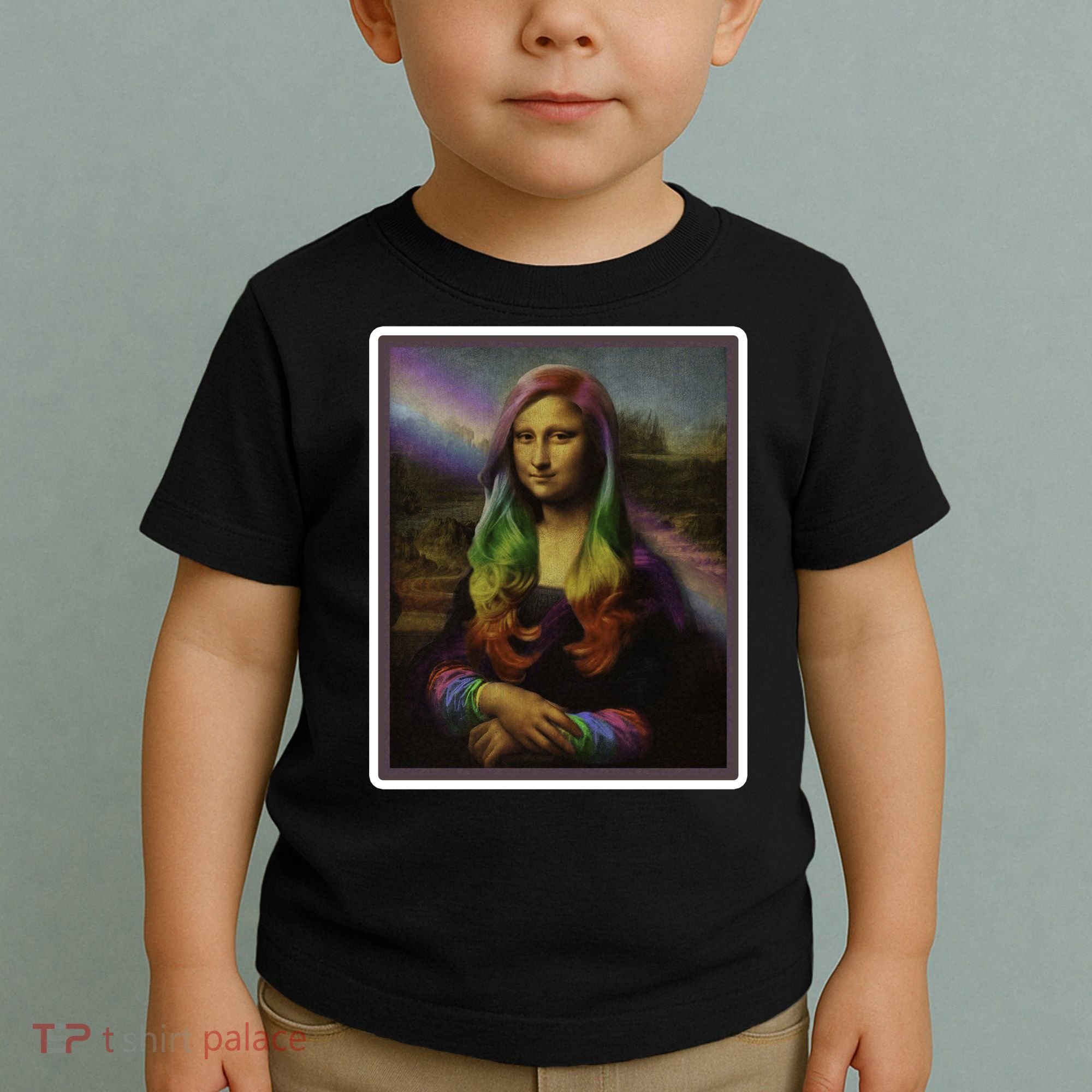 Rainbow Mona Lisa Art Painting Toddler T-Shirt
