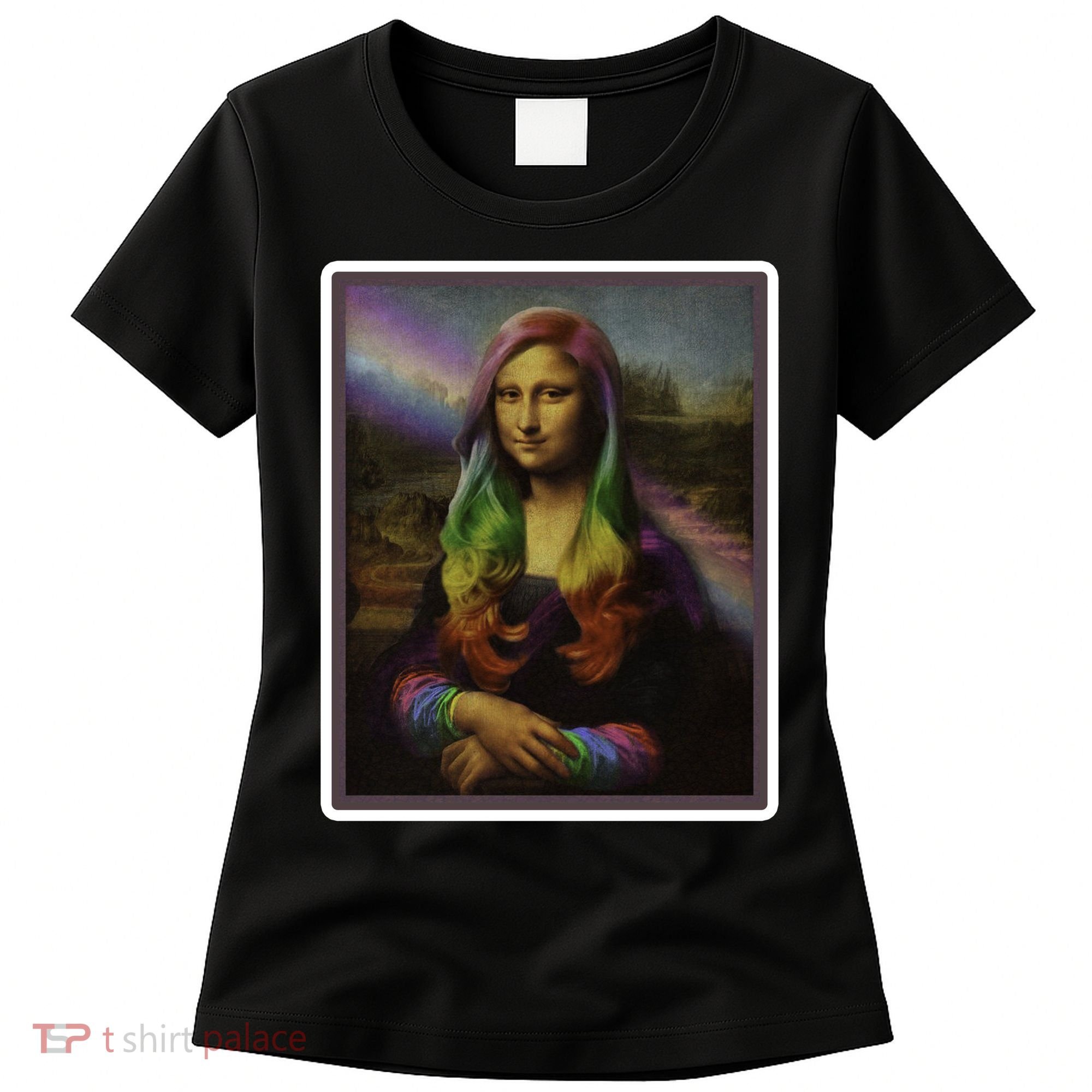 Rainbow Mona Lisa Art Painting Women's T-Shirt