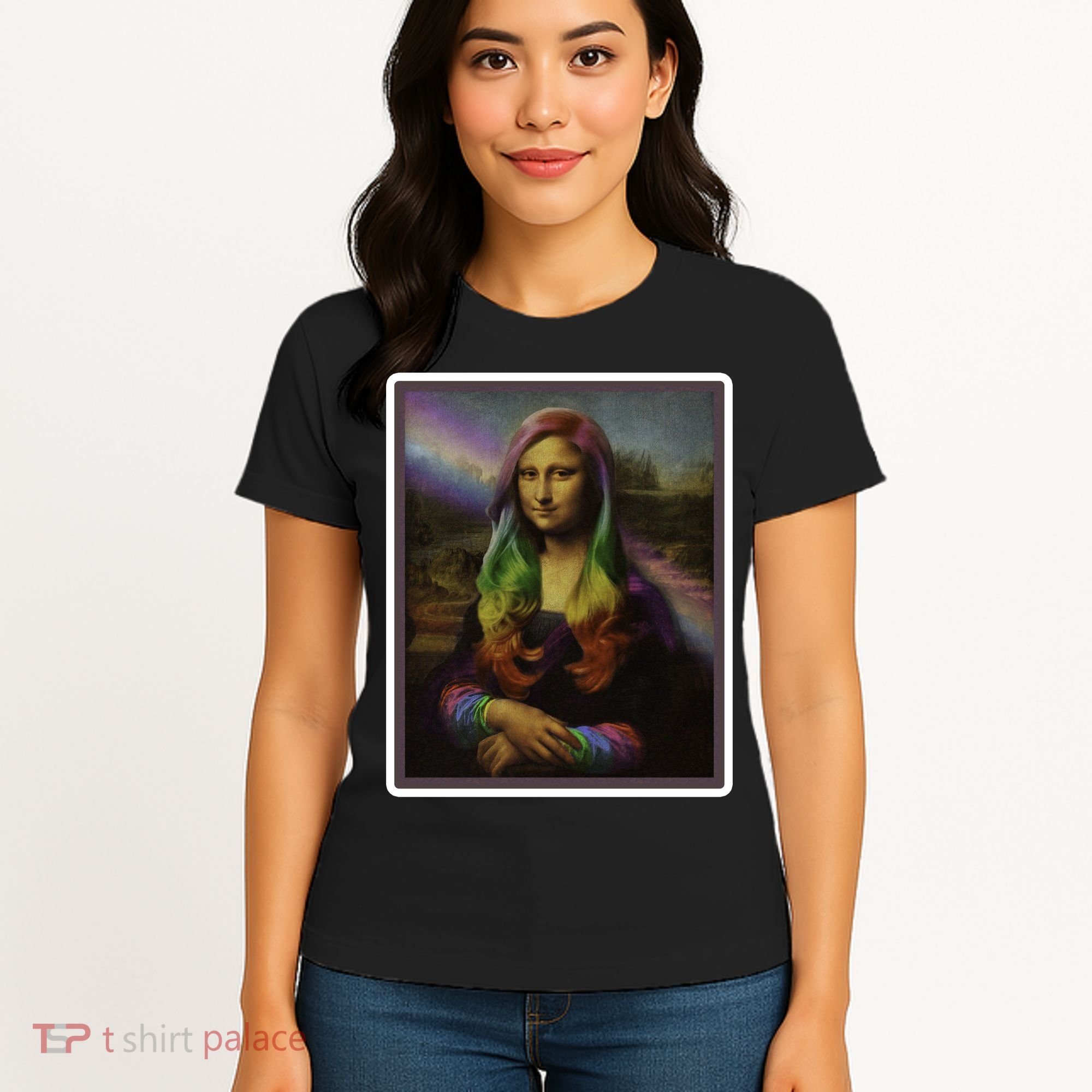 Rainbow Mona Lisa Art Painting Women's T-Shirt
