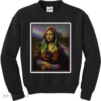 Rainbow Mona Lisa Art Painting Kids Sweatshirt