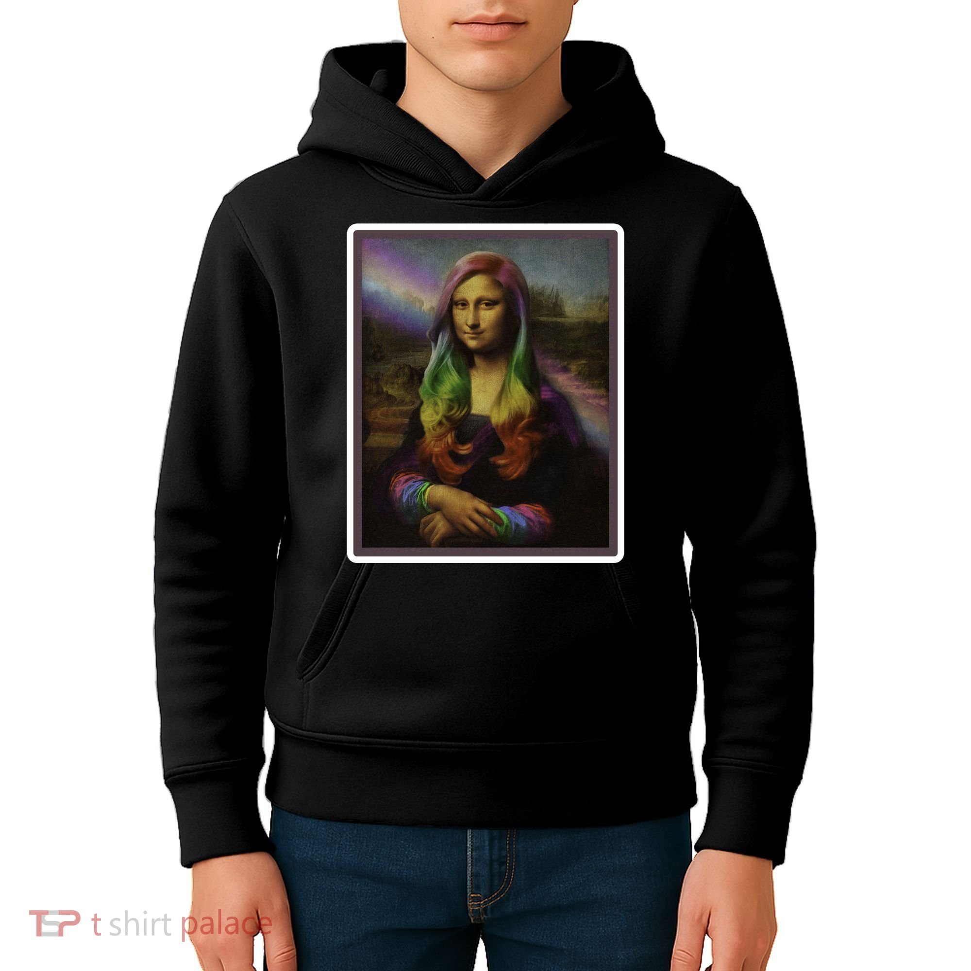 Rainbow Mona Lisa Art Painting Kids Hoodie