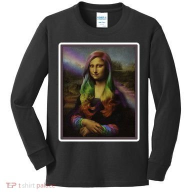 Rainbow Mona Lisa Art Painting Kids Long Sleeve Shirt