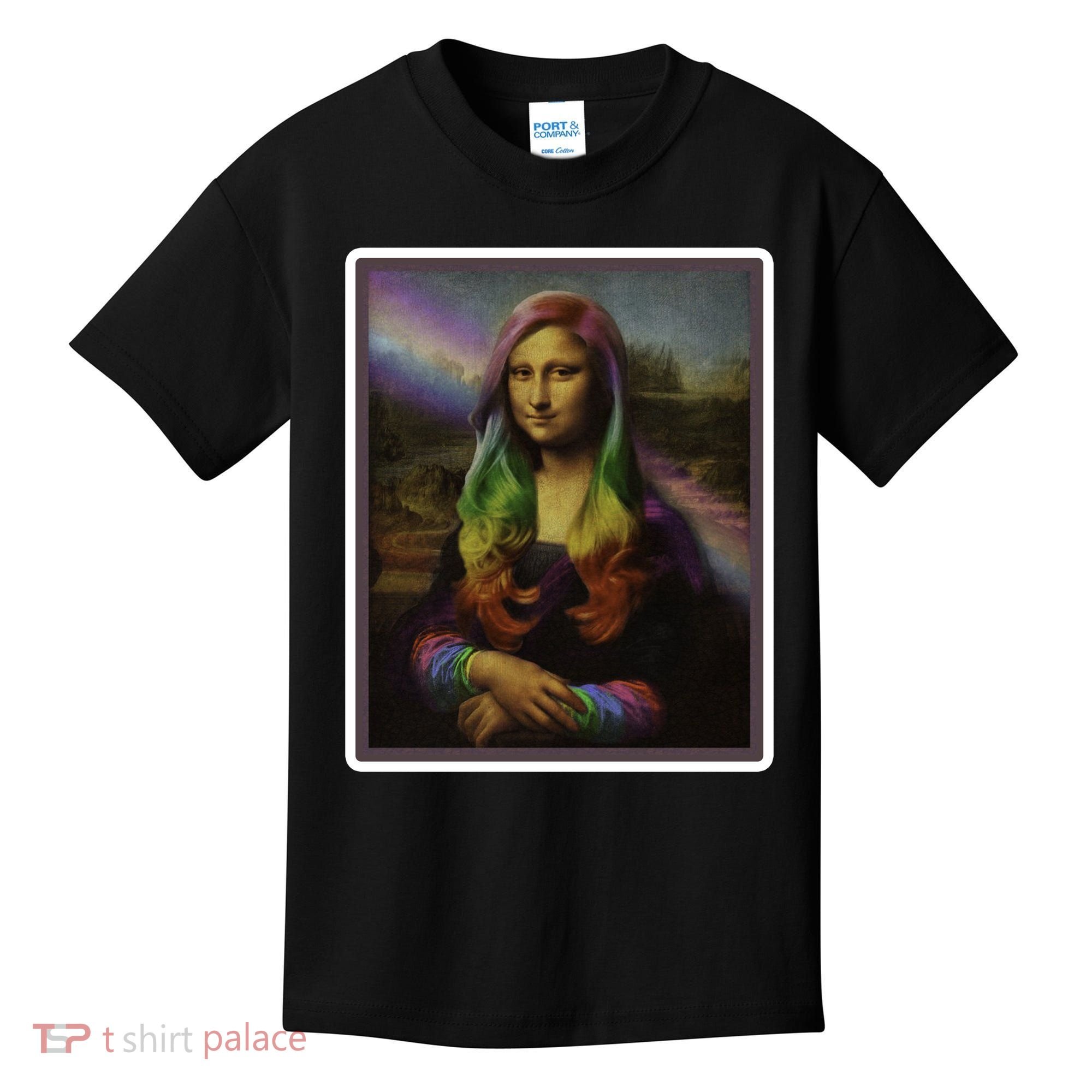 Rainbow Mona Lisa Art Painting Kids T-Shirt