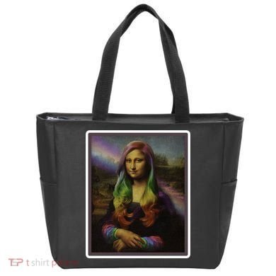 Rainbow Mona Lisa Art Painting Tote Bag