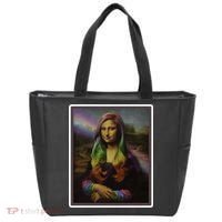 Rainbow Mona Lisa Art Painting Tote Bag thumb 0