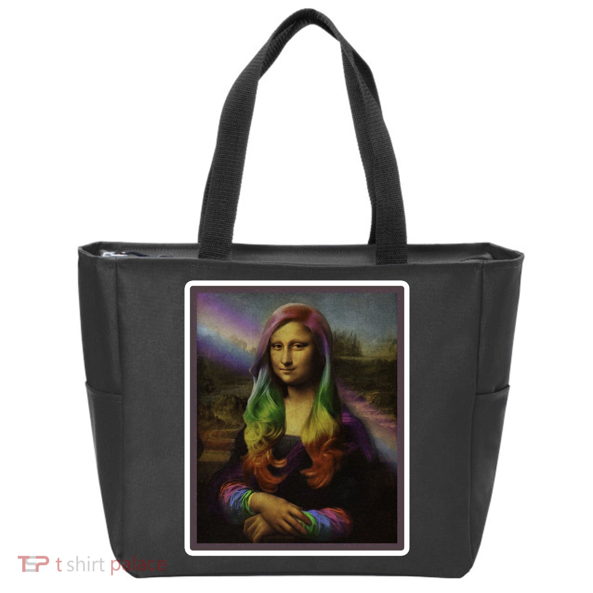 Rainbow Mona Lisa Art Painting Tote Bag