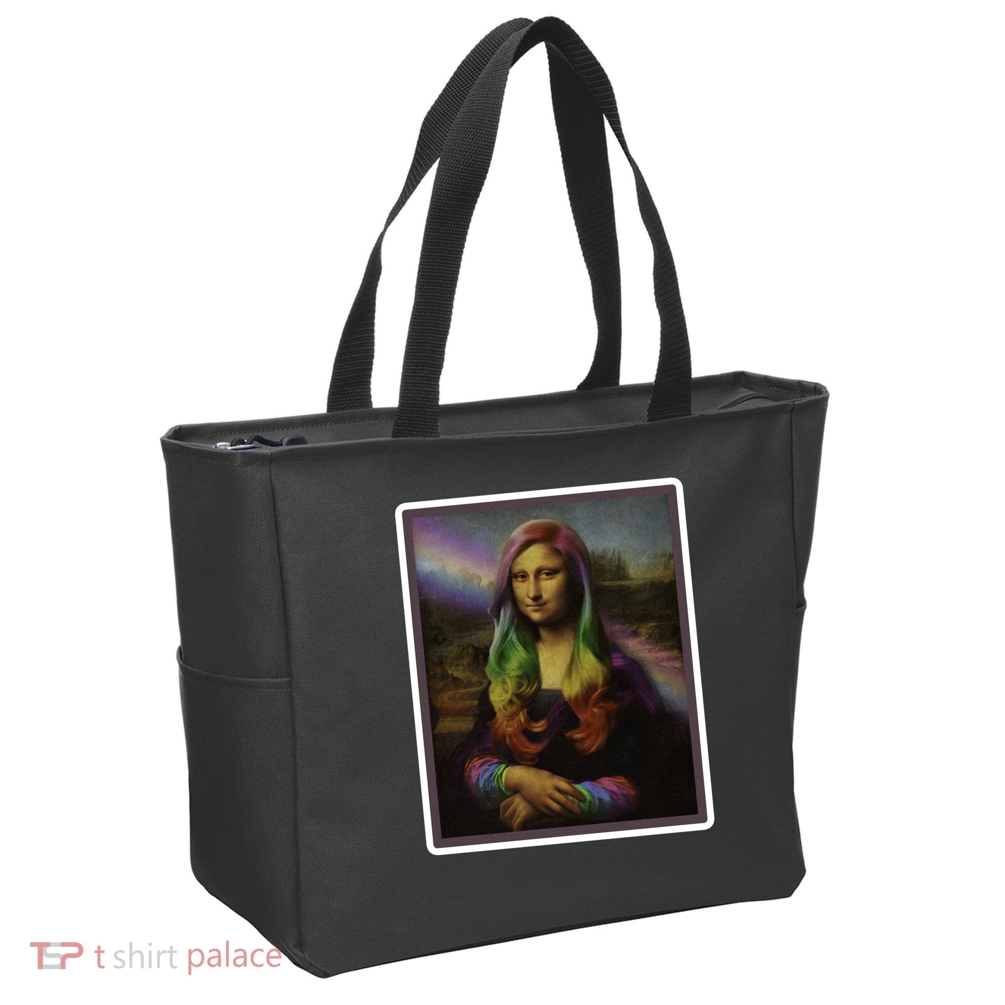 Rainbow Mona Lisa Art Painting Tote Bag