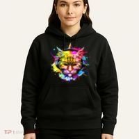 Rainbow Paint Hipster DJ Cat Hoodie thumb 5