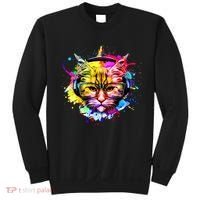 Rainbow Paint Hipster DJ Cat Sweatshirt thumb 0