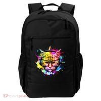 Rainbow Paint Hipster DJ Cat Backpack thumb 0