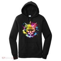 Rainbow Paint Hipster DJ Cat Women's Hoodie thumb 0