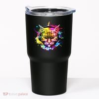 Rainbow Paint Hipster DJ Cat Tumbler thumb 0