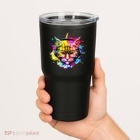 Rainbow Paint Hipster DJ Cat Tumbler thumb 2