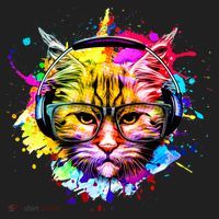 Rainbow Paint Hipster DJ Cat Tumbler thumb 3