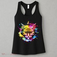 Rainbow Paint Hipster DJ Cat Women's Tank Top thumb 3