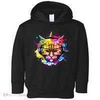 Rainbow Paint Hipster DJ Cat Toddler Hoodie thumb 0