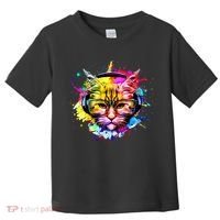 Rainbow Paint Hipster DJ Cat Toddler T-Shirt thumb 0